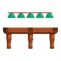 Empty billiard table with green lamps hanging above vector