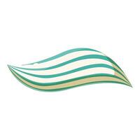 Abstract wavy shape with green and gold stripes flowing on white background vector