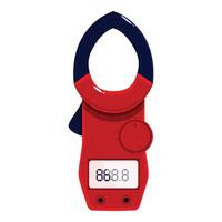 Red digital clamp meter showing measurement result vector