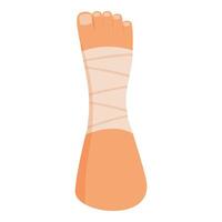 Bandaged foot showing injury after accident requiring first aid vector