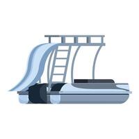 Modern pontoon boat with water slide and ladder for summer recreation vector