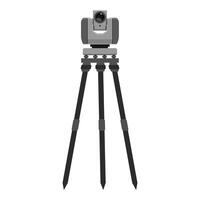 Modern theodolite standing on tripod measuring elevation differences on construction site vector