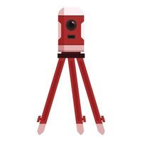 Red theodolite standing on a tripod measuring elevation differences vector