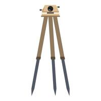 Theodolite geodetic level tool standing on tripod measuring elevation vector