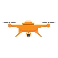 Orange drone hovering with camera taking photos vector