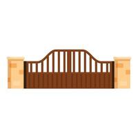 Brown automatic gate separating public and private property vector