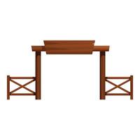 Wooden farm gate entrance with hanging sign displaying empty space vector