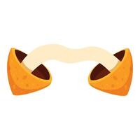 Opened fortune cookie presenting blank paper scroll vector