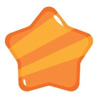 Orange glossy star shape with stripes showing quality vector