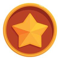 Golden coin embossed with a shiny star representing success vector