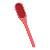 Red measuring spoon is lying diagonally on a white background vector