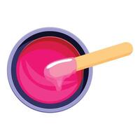 Pink cosmetic wax in jar with applicator stick dripping vector