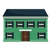 Big beautiful green two story house facade with shutters vector