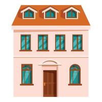 Three storey residential building with attic and tiled roof vector