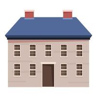 Classic american home with brown door and multiple windows is standing alone vector