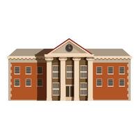 Traditional university building facade with columns and clock tower vector