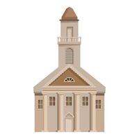 Big beige church building with columns and tower vector