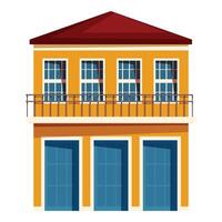Big city house building with balcony and garage doors modern flat style vector