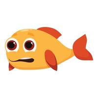 Small orange fish showing fear with scared expression on face vector