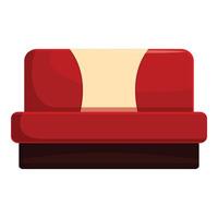 Red sofa with rounded edges standing on the floor vector