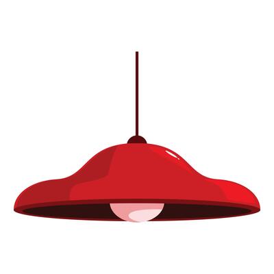Red hanging ceiling lamp illuminating room