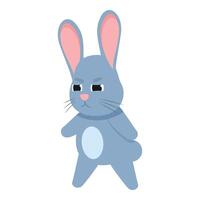 Grumpy cartoon bunny rabbit character frowning looking sideways vector