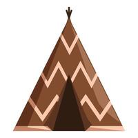 Brown teepee tent with patterns standing on white background vector
