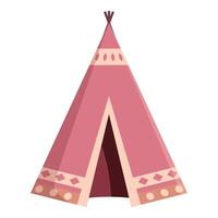 Pink teepee standing up with open entrance flap vector