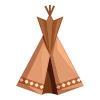 Brown teepee standing in open position with patterned border vector