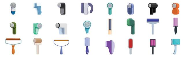 Lint remover icons set. Large set of lint removers showing variety of designs and colors vector
