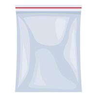 Realistic empty plastic zipper bag is sealed with red stripe vector
