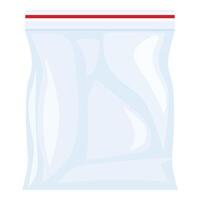 Empty transparent plastic zipper bag with red stripe isolated on white background vector
