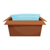 Cardboard box with bubble wrap for packing fragile goods vector
