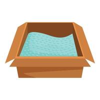 Open cardboard box with bubble wrap for packing fragile items vector