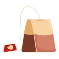 Tea bag with red heart tag hanging on string vector