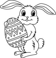 Cute Easter Bunny with Egg for Coloring Page. Easter Illustration Bunny with Egg vector