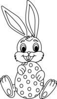 Cartoon Easter Bunny with Egg for Coloring Page. Easter Illustration Bunny with Egg vector