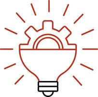 Innovation icon. Illustration of Glowing Light Bulbs and Gears. Web icon for Business vector