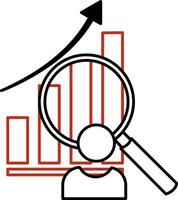 Analysis icon. Research, Search, and Data Analysis. Illustration of a Man Studying a Diagram. Business and Marketing Concept vector