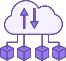Cloud Computing Color Icon. Illustration of Connections to Computer Cloud. Technology Concept vector