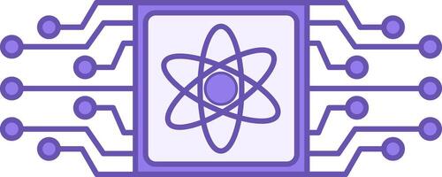 Colored Quantum Computing icon. Illustration of Microchip and Atom Sign. Technology Concept vector