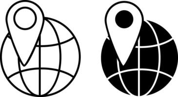 Geolocation icons. Black and White Icons. Navigation and Location. Illustration of the Globe and GPS Navigator. Technology Concept vector