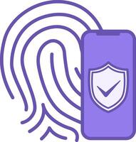 Colored Biometric Icon. Fingerprint Recognition by Mobile Phone. Technology Concept vector