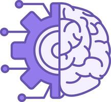 Machine Learning Colored Icon. Icon of Human Brain and Gears. Technology Concept vector