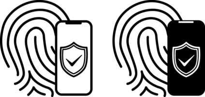 Biometric Icons. Fingerprint Recognition by Mobile Phone. Technology Concept vector
