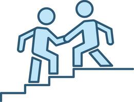 Colored Assistance Icon. Illustration of a Man Helping Another Man Climb a Ladder. Business and Teamwork Concept vector