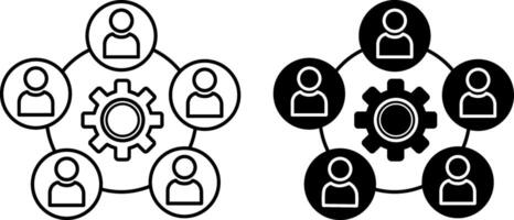 Collaboration icons. Illustration of People Around Gears. Solving Problems. Business and Teamwork Concept vector