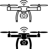 Drone icons. Drone Quadcopter with Action Camera. Technology Concept vector