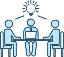 Colored Icon Work Together. Illustration of Colleagues Sitting at the Table and Discussing an Idea. Business and Teamwork Concept vector