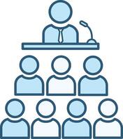 Conference Color Icon. Public Speaking to Colleagues. Teamwork Concept vector